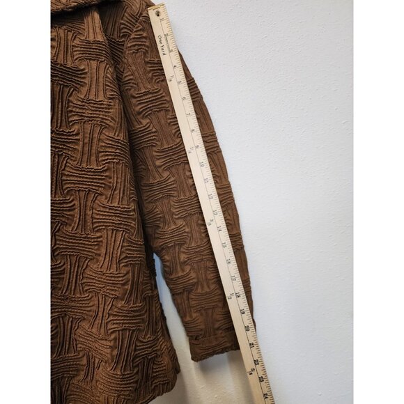 Great Cavalier Blazer Jacket Women Large Brown Button Texture Print Vintage - Picture 5 of 9